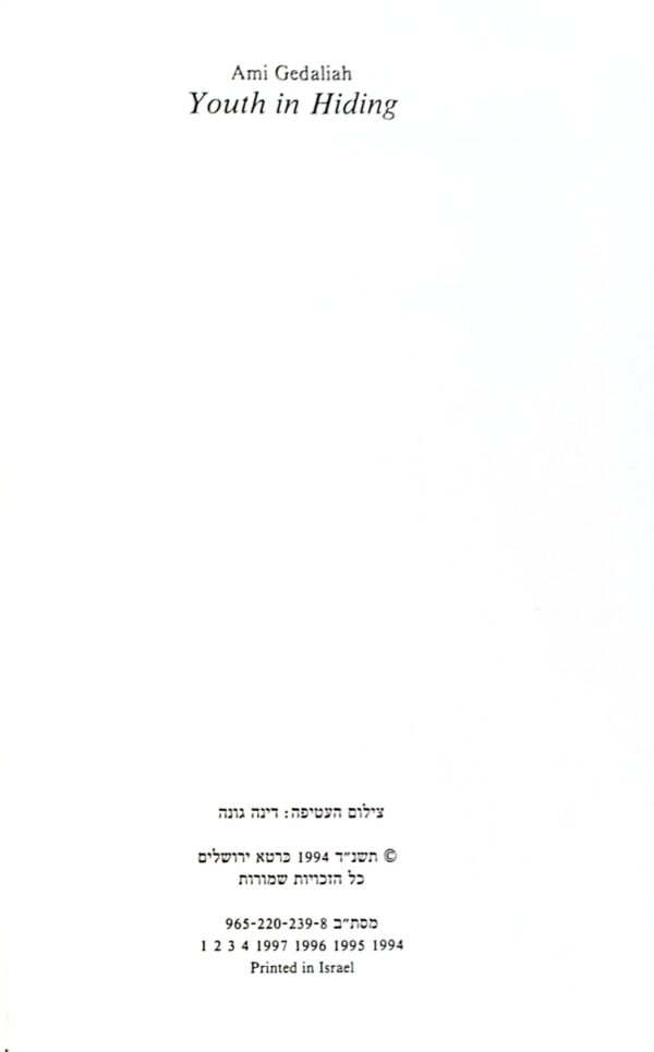 ⁦נעורים במסתור / עמי גדליה⁩ – תמונה ⁦3⁩