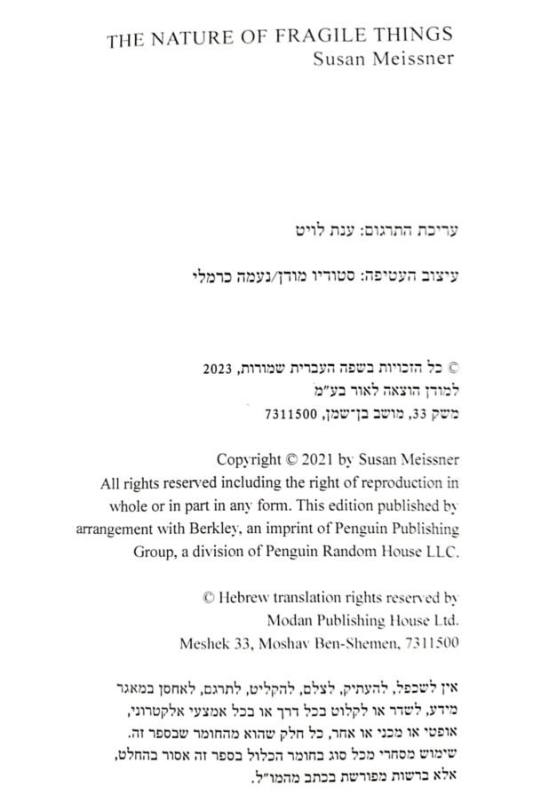 ⁦טבעם של הדברים השבירים / סוזן מייסנר⁩ – תמונה ⁦2⁩