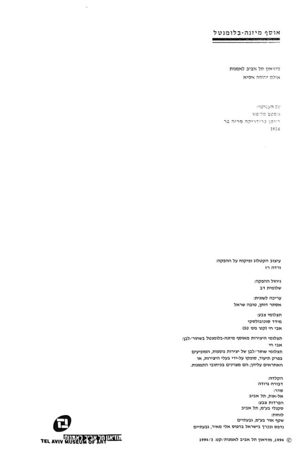 ⁦אוסף מיזנה-בלומנטל / מוזיאון תל-אביב לאמנות, 1994⁩ – תמונה ⁦5⁩