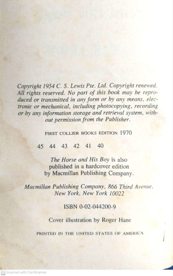 ⁦The Chronicles of Narnia 5: The Horse and His Boy by C.S. Lewis (Collier Books, 1970)⁩ – תמונה ⁦3⁩