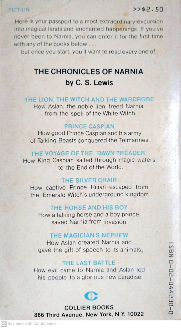 ⁦The Chronicles of Narnia 6: The Magician's Nephew by C.S. Lewis (Collier Books, 1970)⁩ – תמונה ⁦2⁩