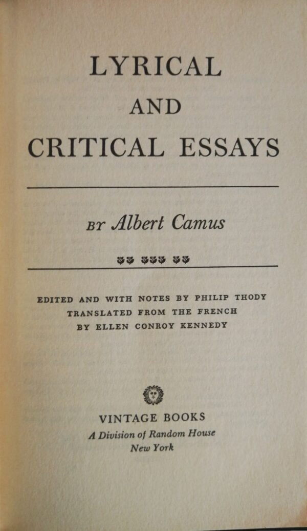 ⁦Lyrical and Critical Essays / Albert Camus⁩ – תמונה ⁦5⁩