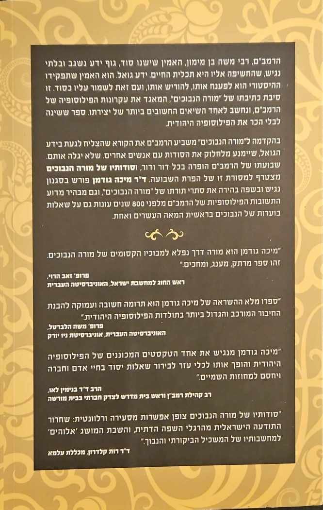 צילום של הספר סודותיו של מורה הנבוכים / מיכה גודמן