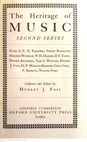 צילום של הספר The Heritage of Music: Second Series / Hubert J. Foss, Oxford University Press, 1946